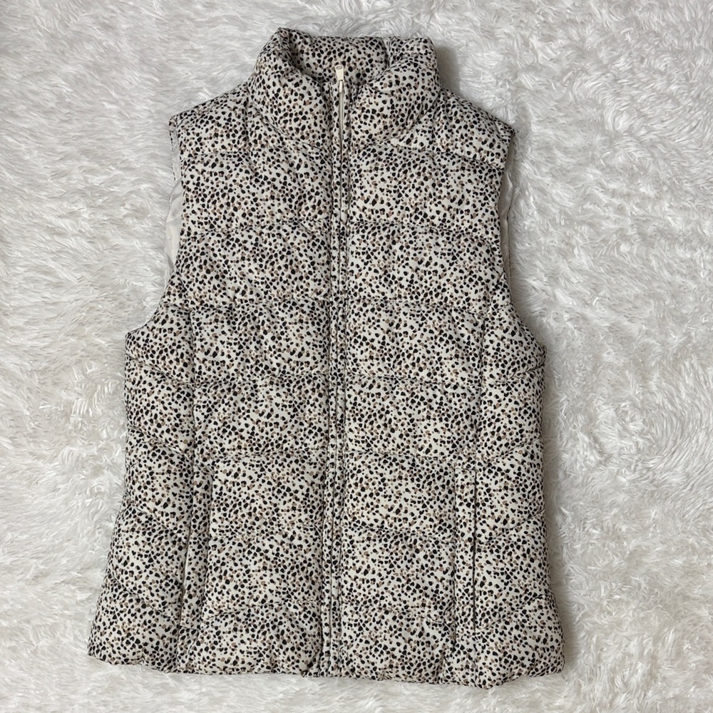 LOFT Animal Print Puffer Vest Size XXSP